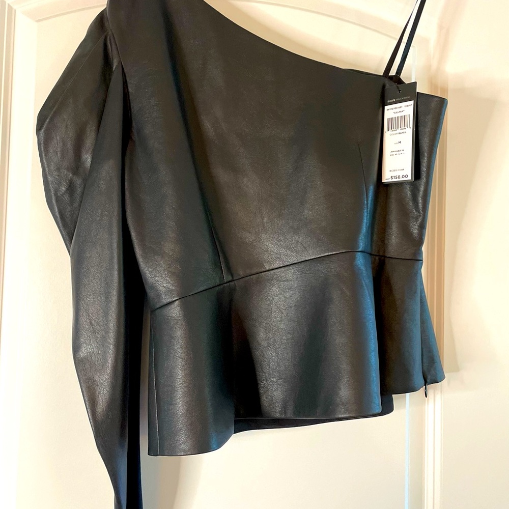BCBGMaxAzria Faux Leather Top